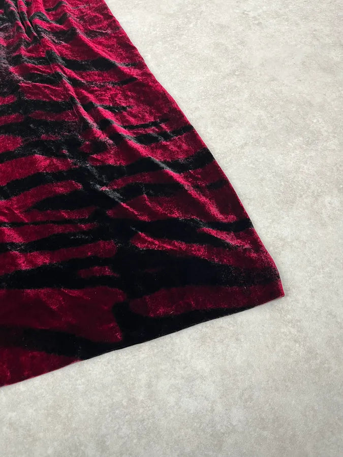 2000s Roberto Cavalli Obscure Black & Red Glamour Savage Velvet Dress ounJJvO 3