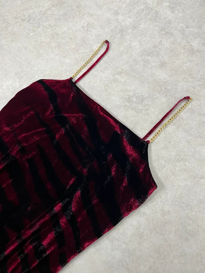 2000s Roberto Cavalli Obscure Black & Red Glamour Savage Velvet Dress ounJJvO 4