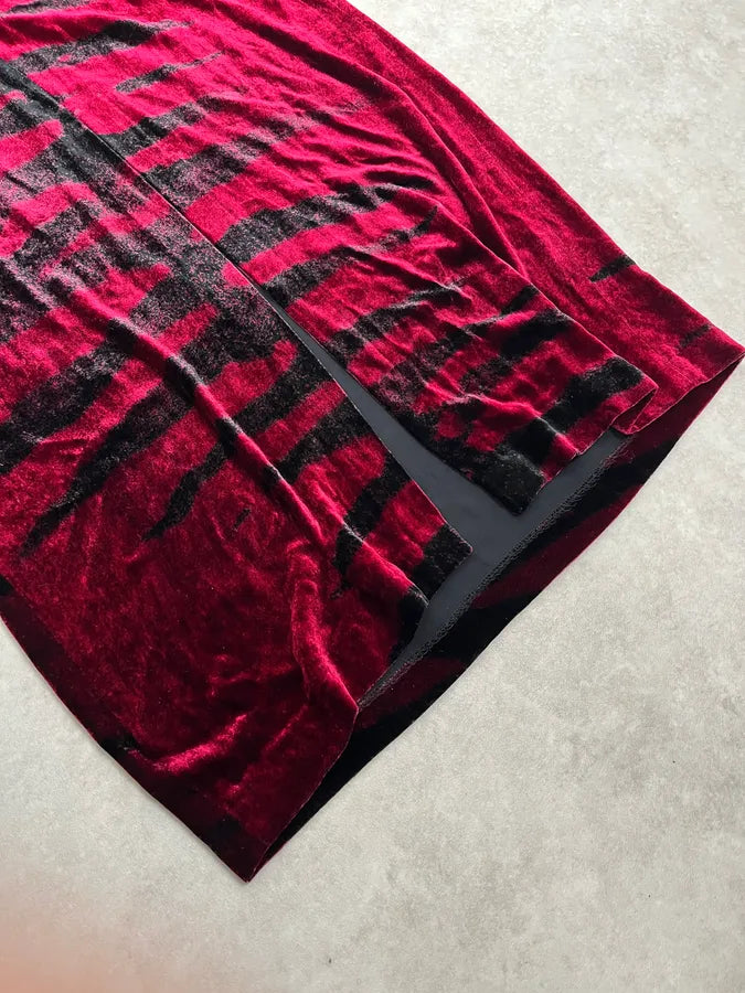 2000s Roberto Cavalli Obscure Black & Red Glamour Savage Velvet Dress ounJJvO 6