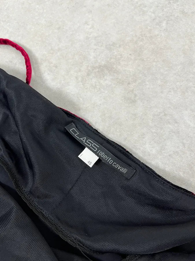 2000s Roberto Cavalli Obscure Black & Red Glamour Savage Velvet Dress ounJJvO 9