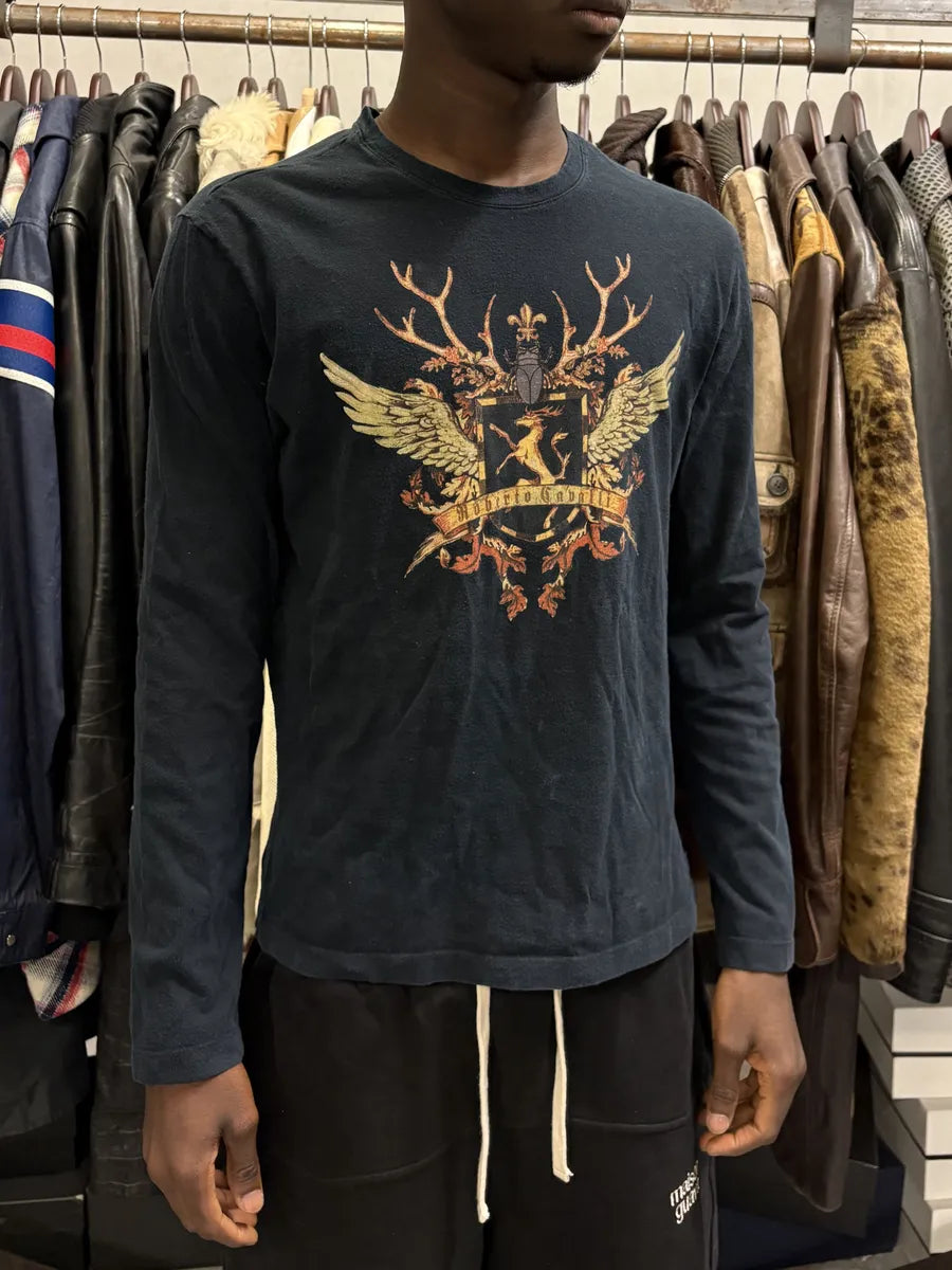 2000s Roberto Cavalli Old School Logo Black Longsleeves rnDOkkS 1
