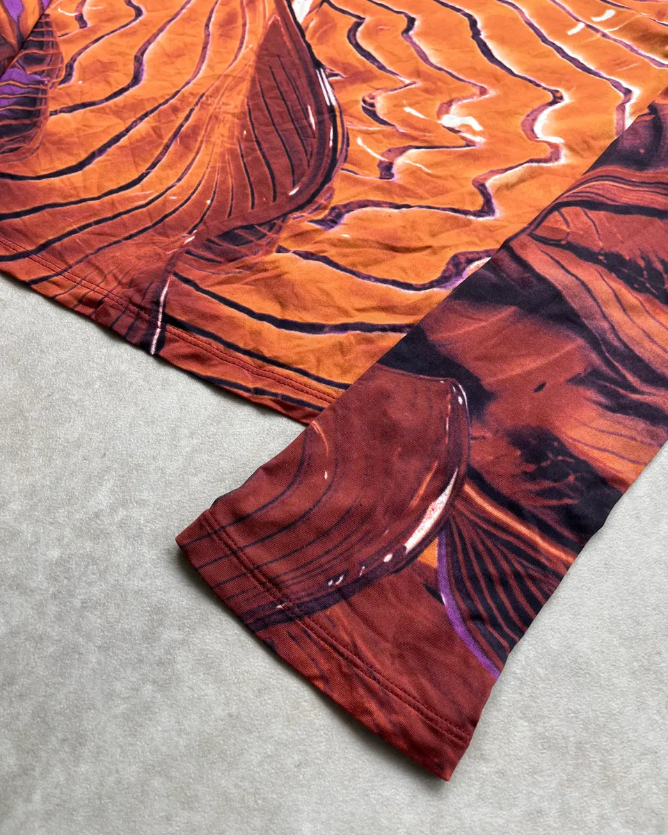 2000s Roberto Cavalli Orange Abstract Wave Longsleeve rsxhzIR 5