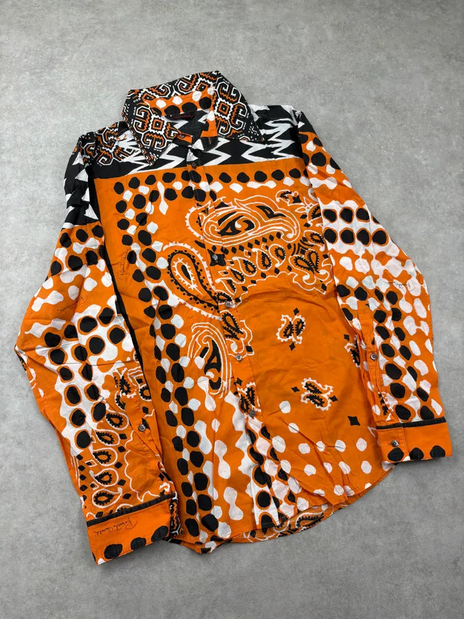SS2003 Roberto Cavalli Orange Bandana Patterned Shirt shrTlBY 3