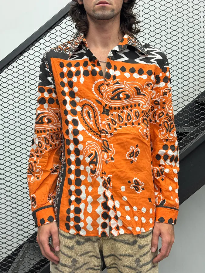 SS2003 Roberto Cavalli Orange Bandana Patterned Shirt shrTlBY 1