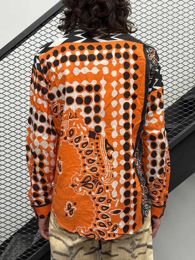 SS2003 Roberto Cavalli Orange Bandana Patterned Shirt shrTlBY 2