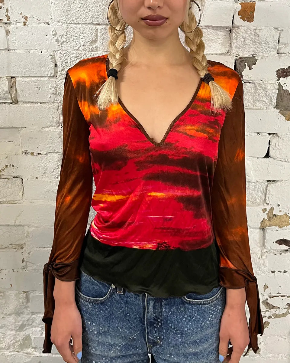 2000s Roberto Cavalli Orange Red Sunset Longsleeve FMUACQn 1