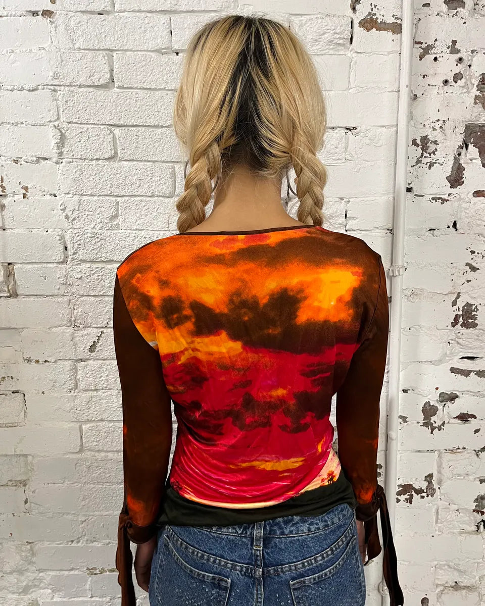 2000s Roberto Cavalli Orange Red Sunset Longsleeve FMUACQn 2