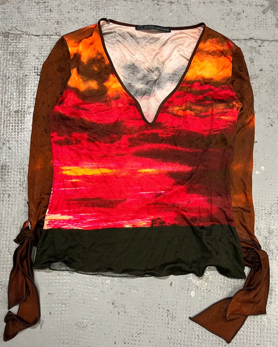 2000s Roberto Cavalli Orange Red Sunset Longsleeve FMUACQn 3