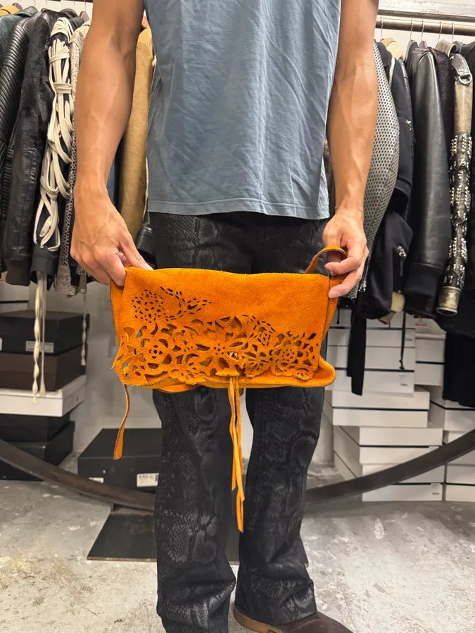 2000s Roberto Cavalli Orange Suede Leather Handle Bag cOwlTjp 1