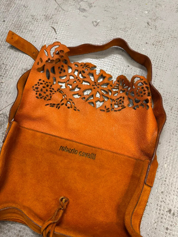 2000s Roberto Cavalli Orange Suede Leather Handle Bag cOwlTjp 3