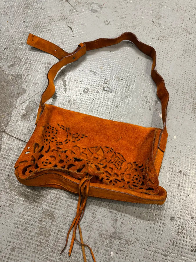 2000s Roberto Cavalli Orange Suede Leather Handle Bag cOwlTjp 4