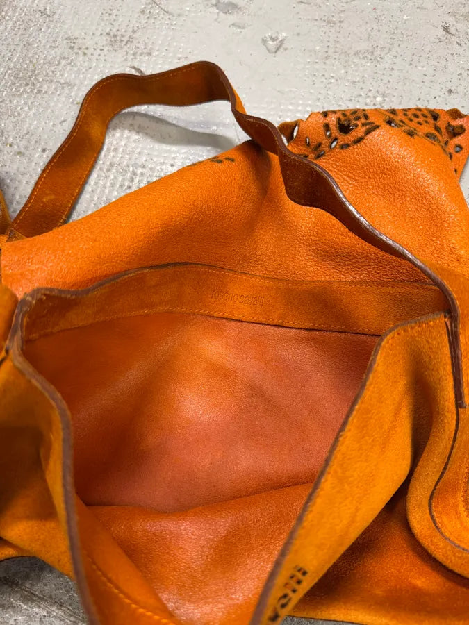 2000s Roberto Cavalli Orange Suede Leather Handle Bag cOwlTjp 6