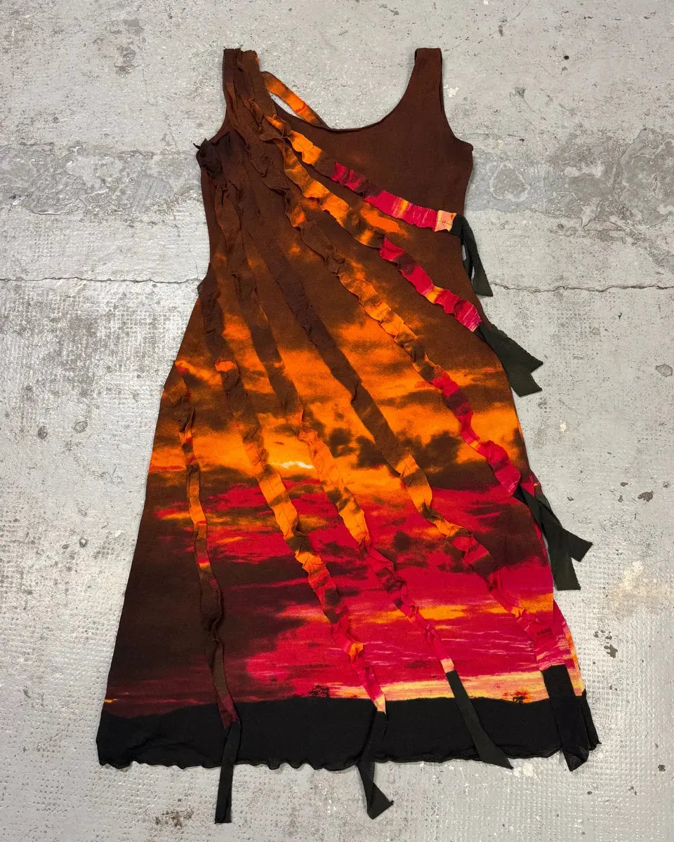 2000s Roberto Cavalli Orange Sunset Dress