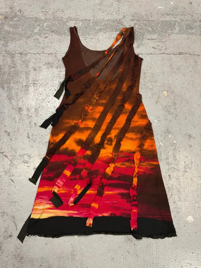 2000s Roberto Cavalli Orange Sunset Dress bjcUnMo 2