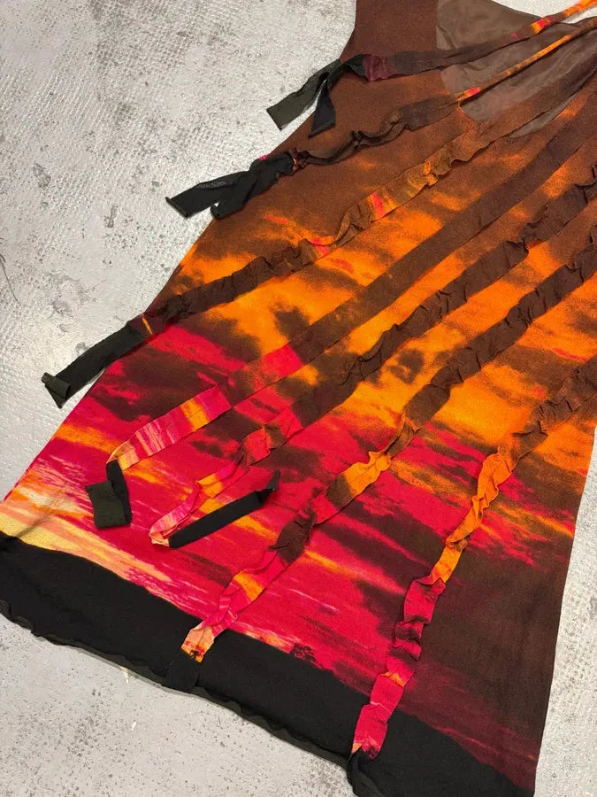 2000s Roberto Cavalli Orange Sunset Dress bjcUnMo 5