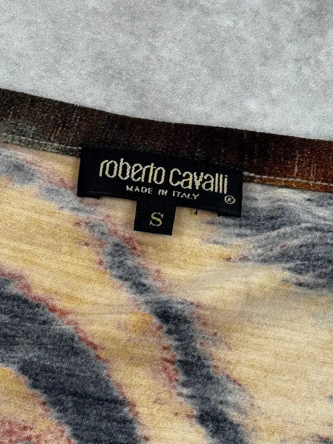 AW2000 Roberto Cavalli Orange Tiger Print Piercings Cardigan uFtLfct 10