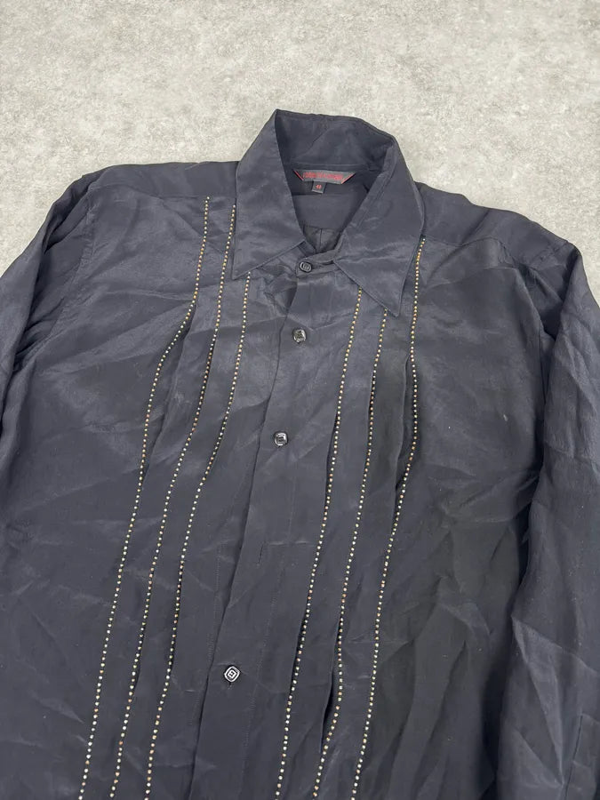 AW2008 Roberto Cavalli Ornament Black Light Classy Shirt HhHSvCd 4