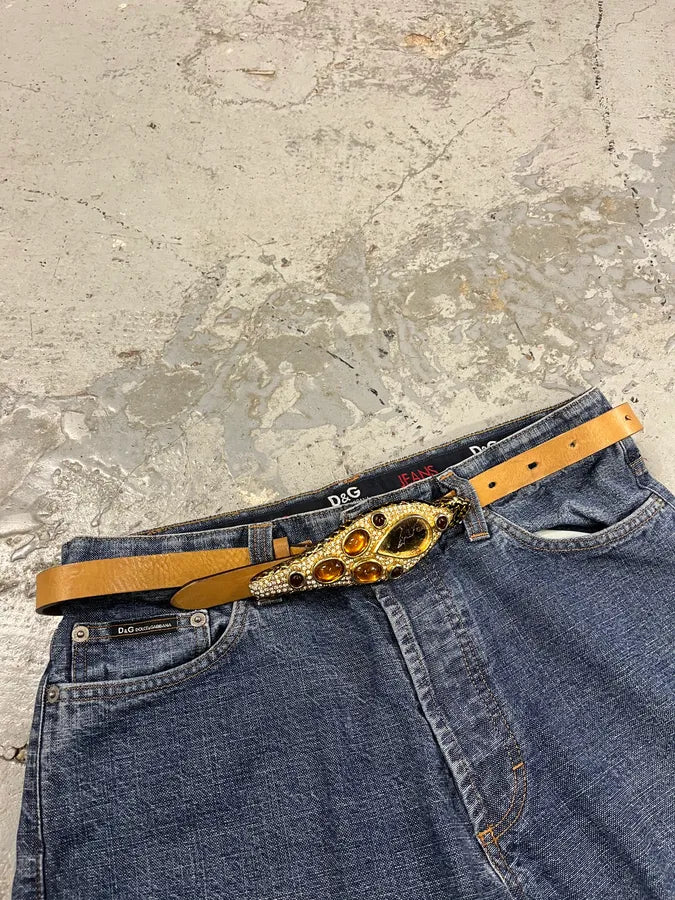 2000s Roberto Cavalli Ornament Buckle Leather Belt dUDNytf 2