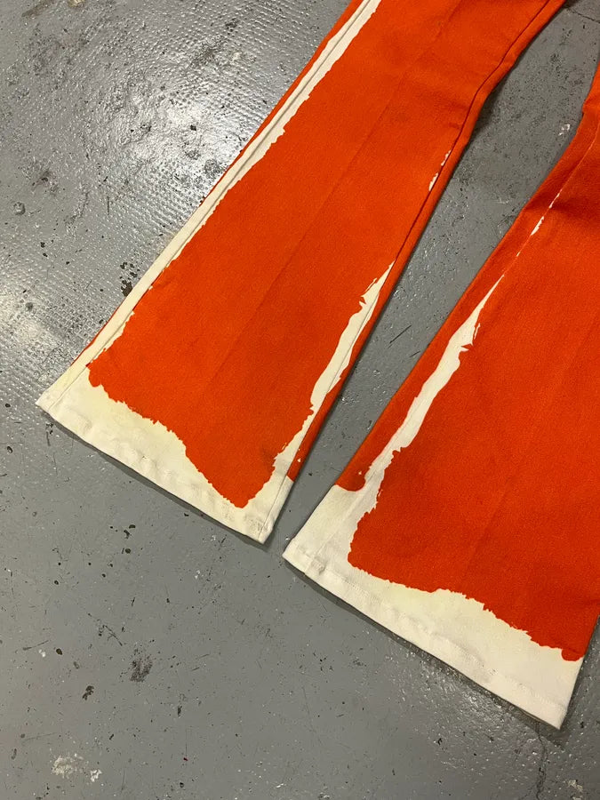 2000s Roberto Cavalli Overprinted Orange Flared Pants GqemjFL 6