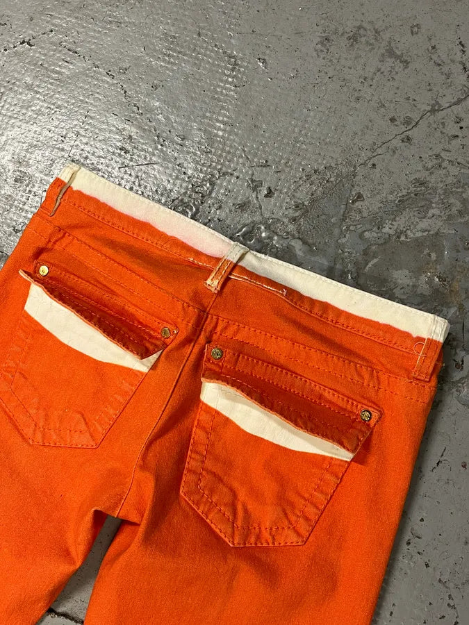 2000s Roberto Cavalli Overprinted Orange Flared Pants GqemjFL 7