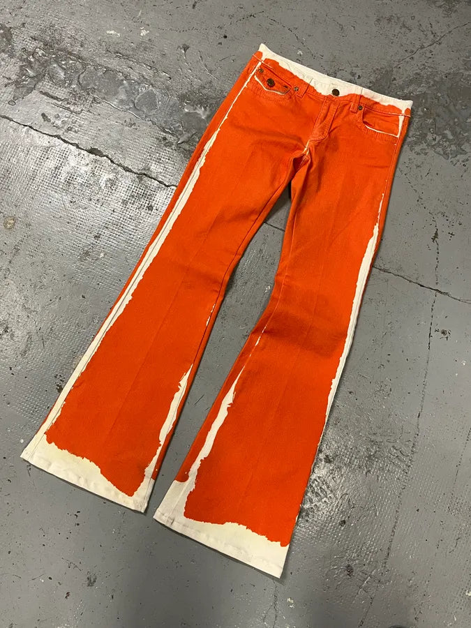2000s Roberto Cavalli Overprinted Orange Flared Pants GqemjFL 4