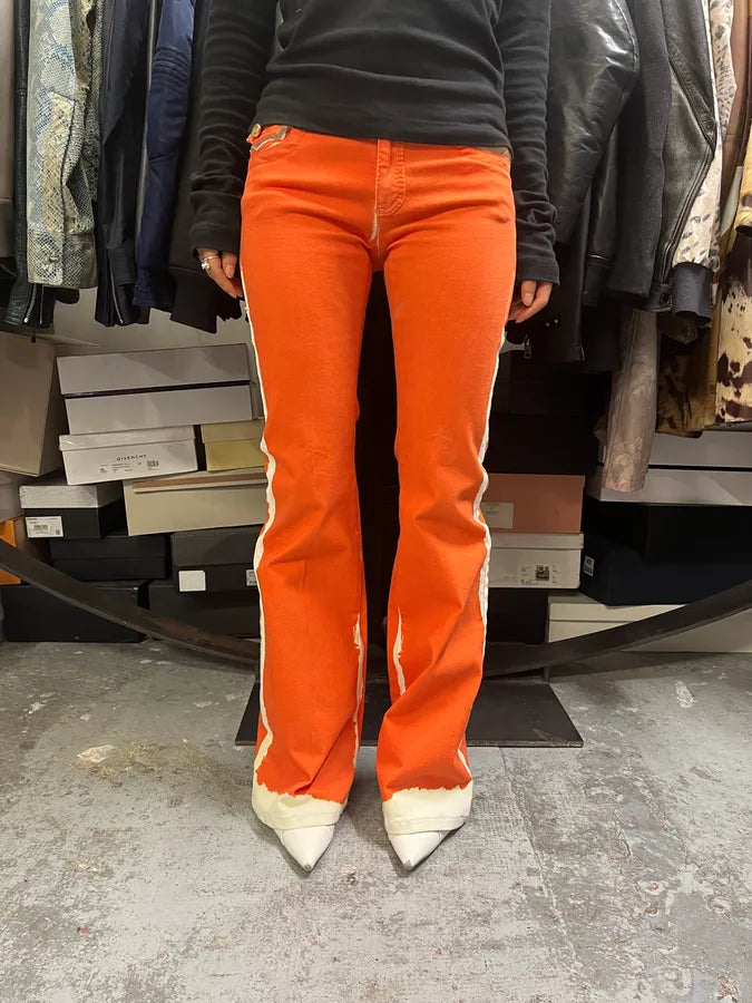 2000s Roberto Cavalli Overprinted Orange Flared Pants GqemjFL 1
