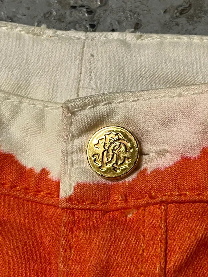 2000s Roberto Cavalli Overprinted Orange Flared Pants GqemjFL 10