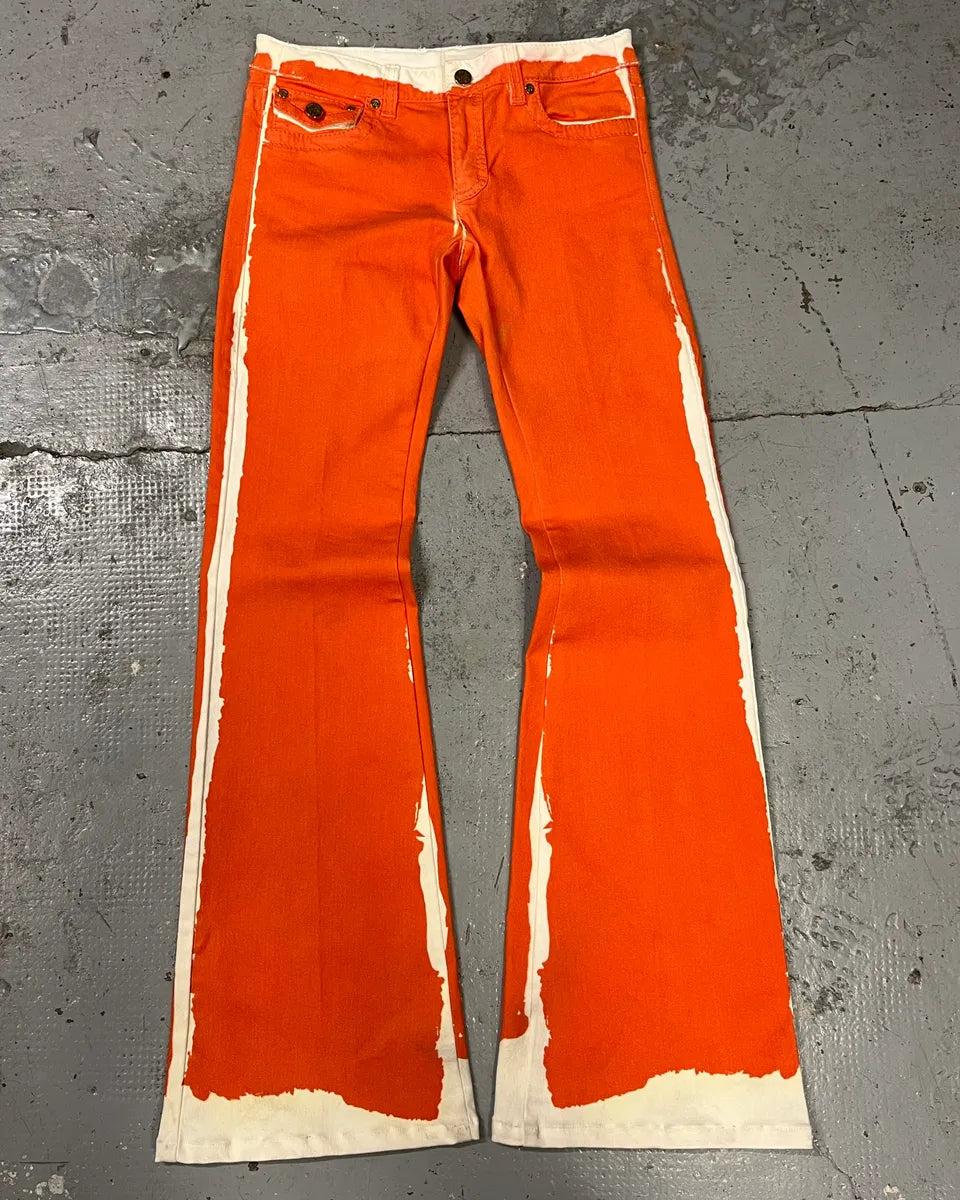 2000s Roberto Cavalli Overprinted Orange Flared Pants GqemjFL 0