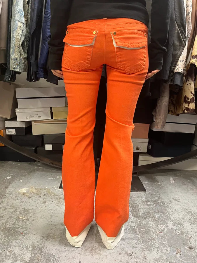 2000s Roberto Cavalli Overprinted Orange Flared Pants GqemjFL 3