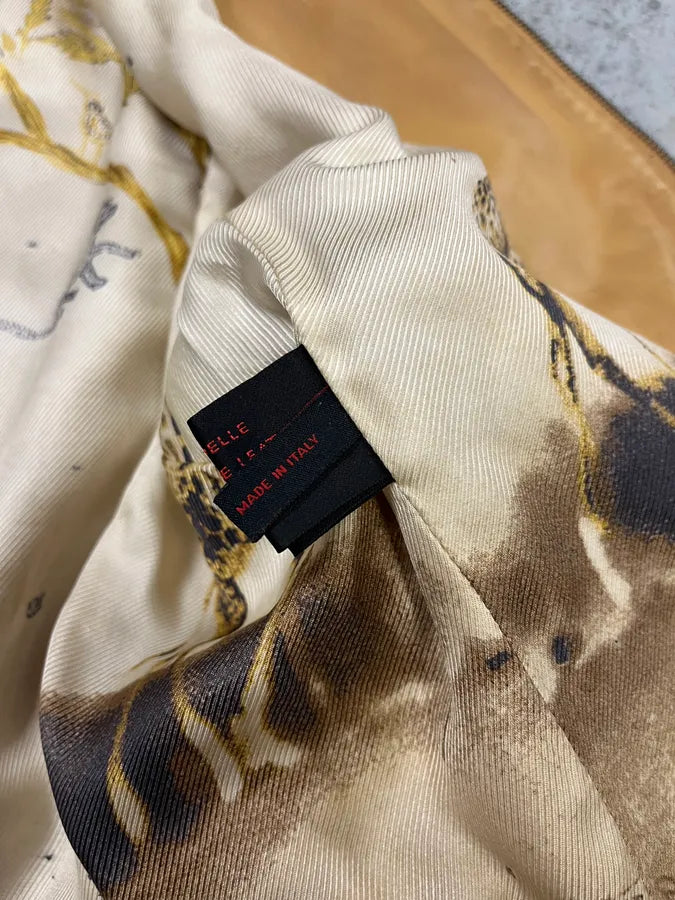2000s Roberto Cavalli Padded Moto Beige Leather Jacket puVKrdd 12
