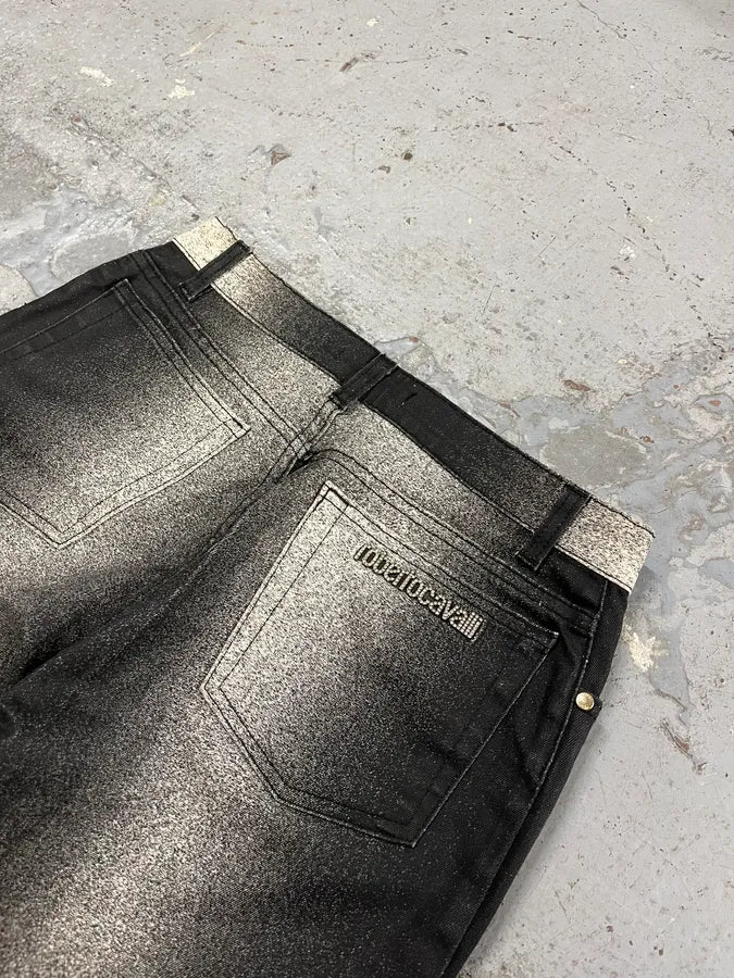 2000s Roberto Cavalli Paint Spray Black & White Pants soxePRT 8