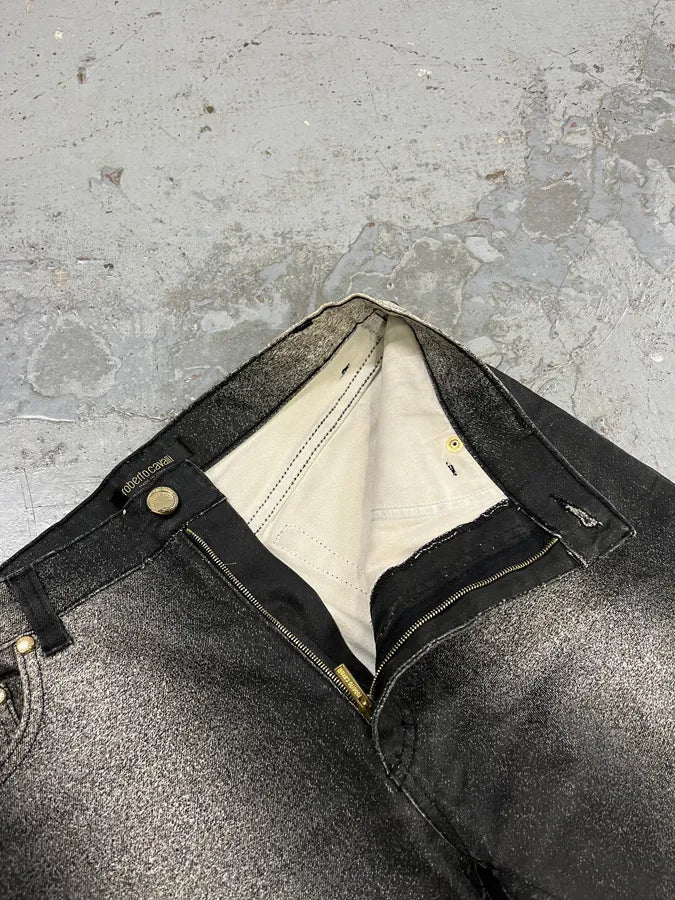 2000s Roberto Cavalli Paint Spray Black & White Pants soxePRT 9