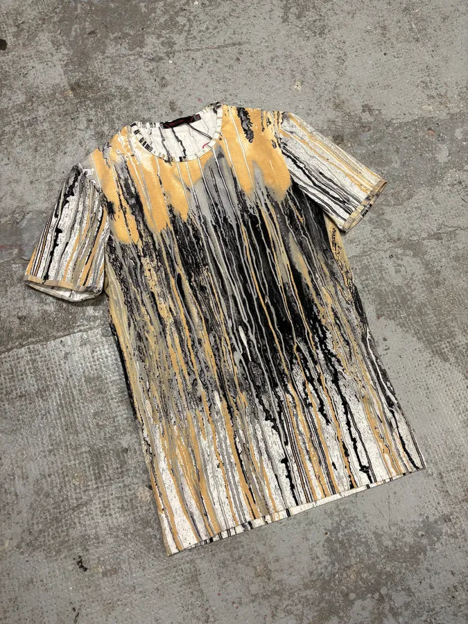 FW2001 Roberto Cavalli Artistic Blurred Painted Effect Tee-Shirt BFCwgev 1