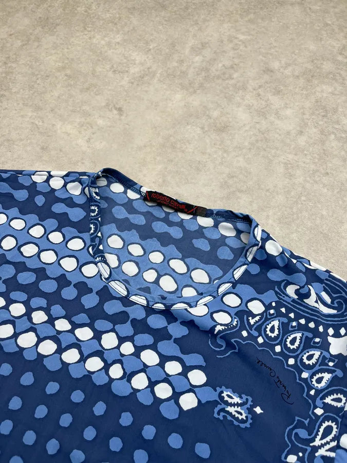 2000s Roberto Cavalli Paisley Bandana Mozaic Blue Longsleeve rbeKAqD 4