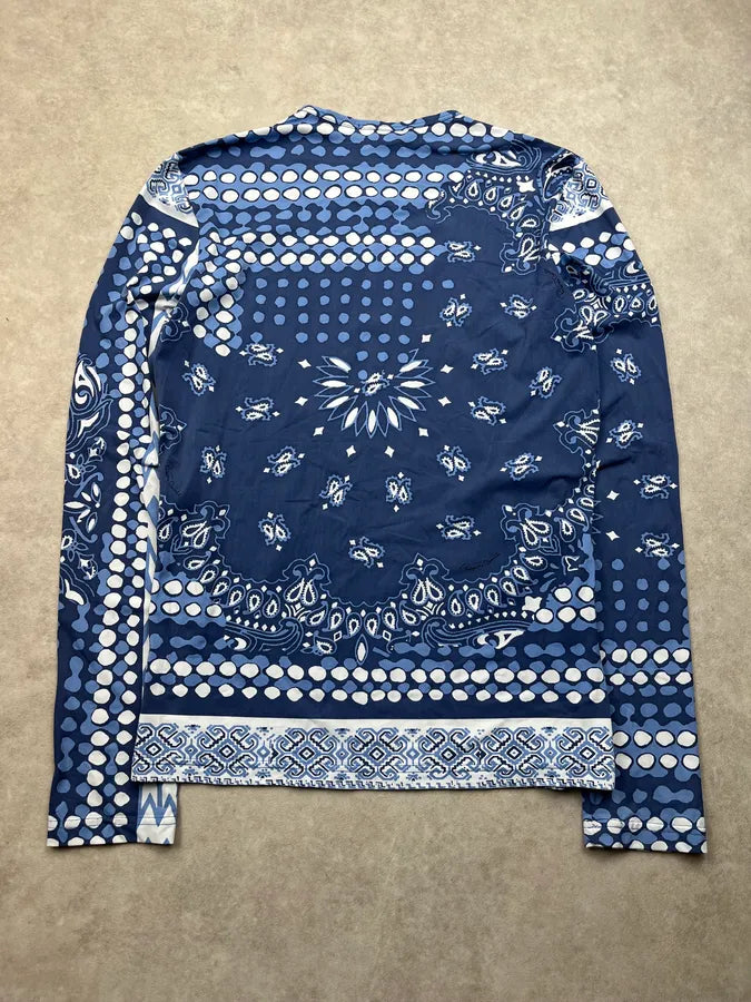 2000s Roberto Cavalli Paisley Bandana Mozaic Blue Longsleeve rbeKAqD 6