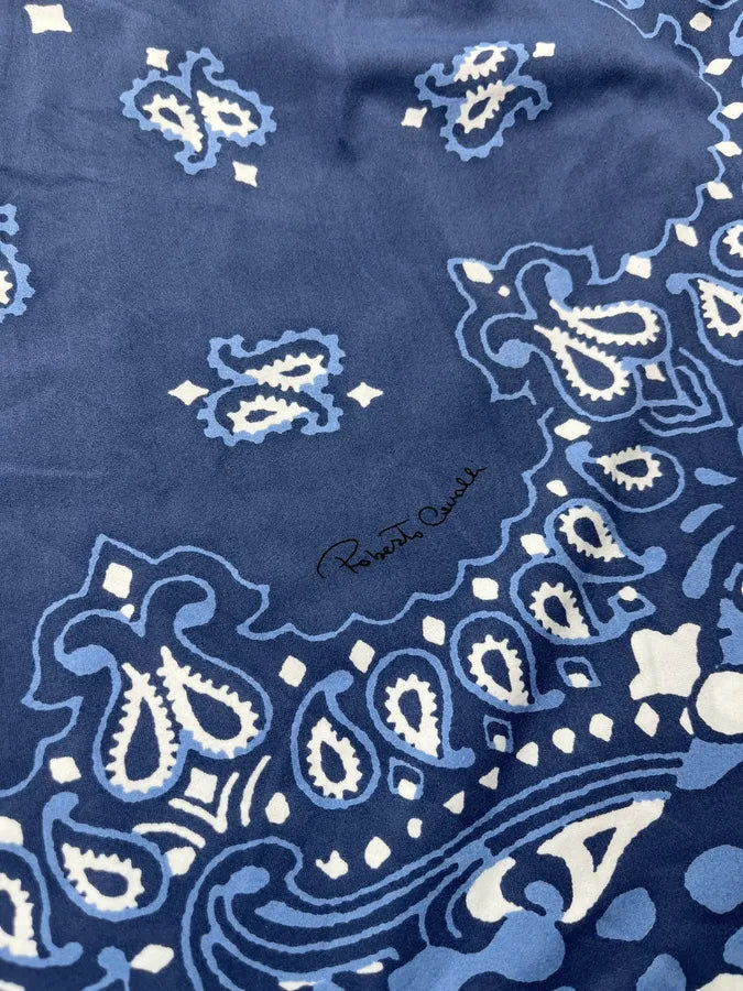 2000s Roberto Cavalli Paisley Bandana Mozaic Blue Longsleeve rbeKAqD 7