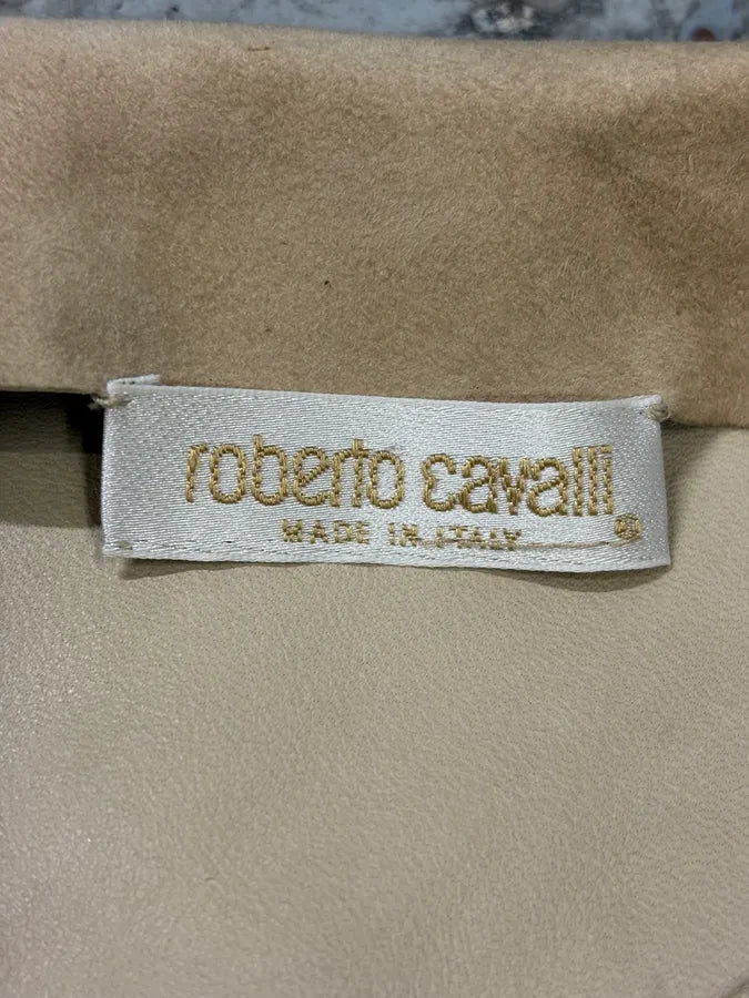 2000s Roberto Cavalli Patchwork Leaves Beige Leather Jacket iDSBusV 6