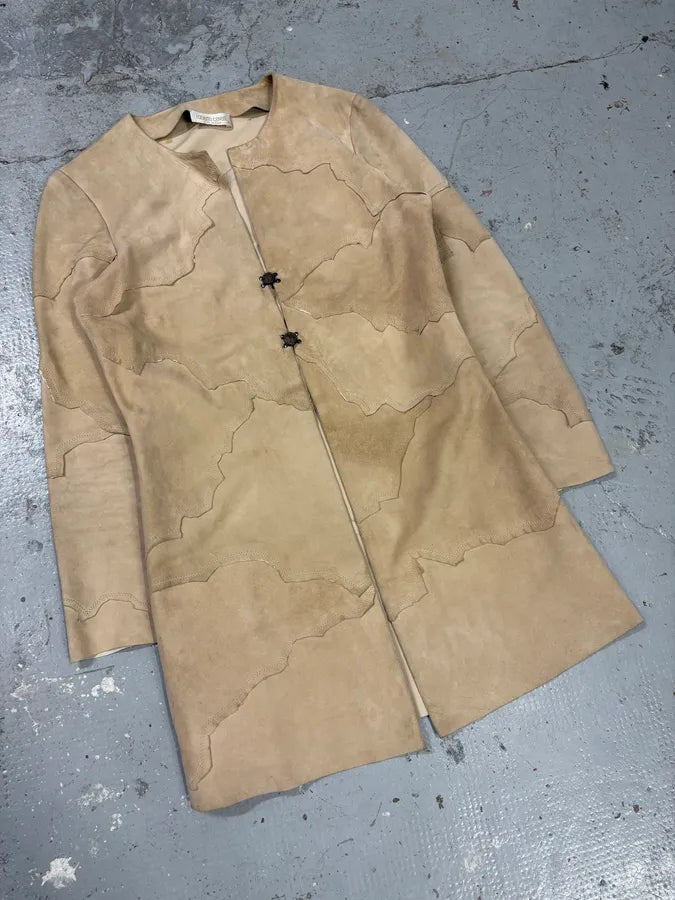 1990s Roberto Cavalli Patchwork Leaves Beige Leather Jacket iDSBusV 1