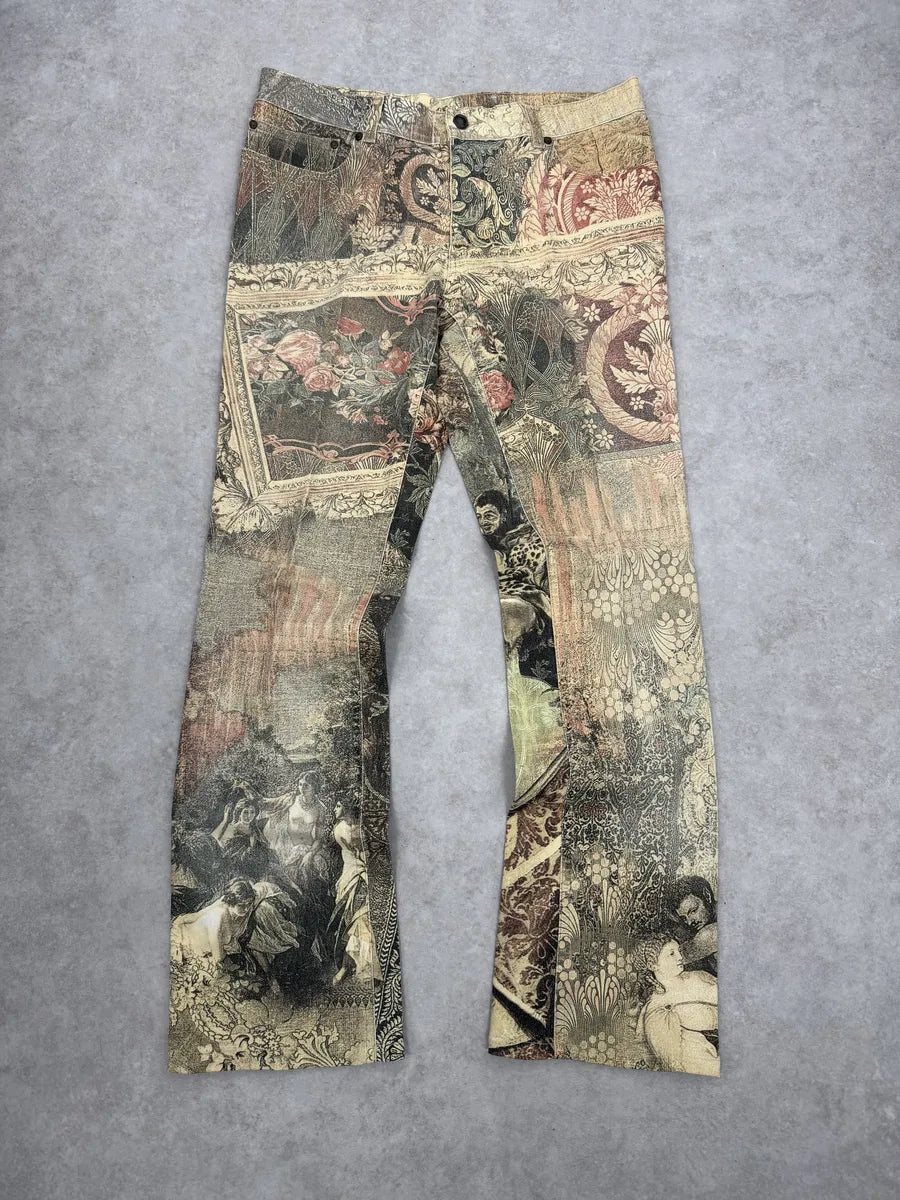 2000s Roberto Cavalli Patchwork Ornament Royal Pants wKBOUrj 0