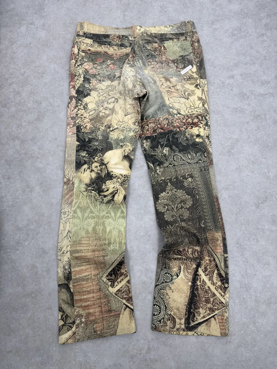 2000s Roberto Cavalli Patchwork Ornament Royal Pants wKBOUrj 1