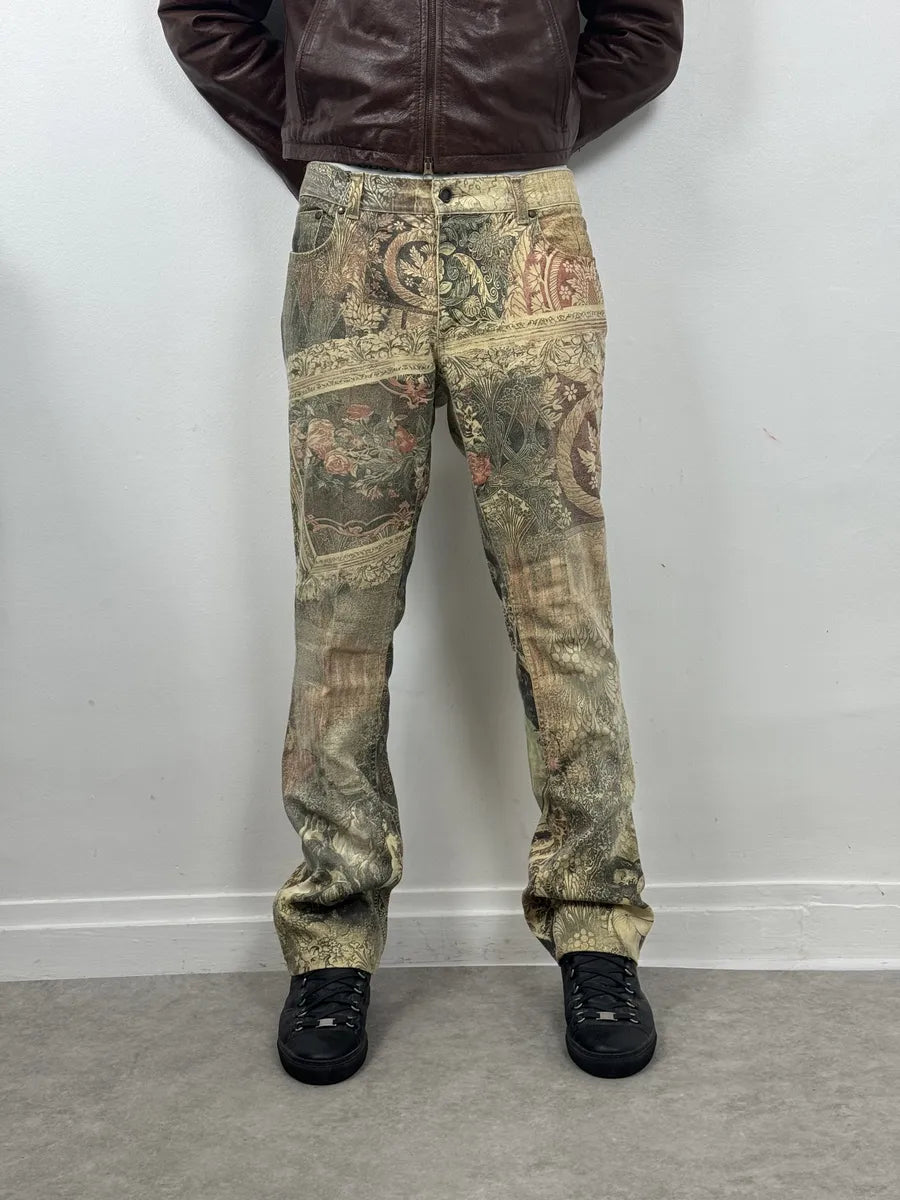 2000s Roberto Cavalli Patchwork Ornament Royal Pants wKBOUrj 2