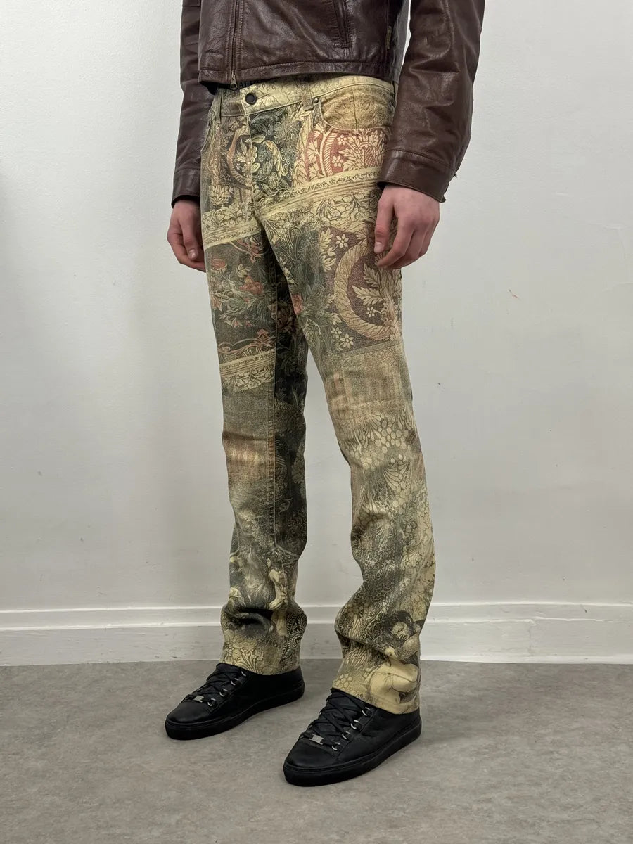 2000s Roberto Cavalli Patchwork Ornament Royal Pants wKBOUrj 4