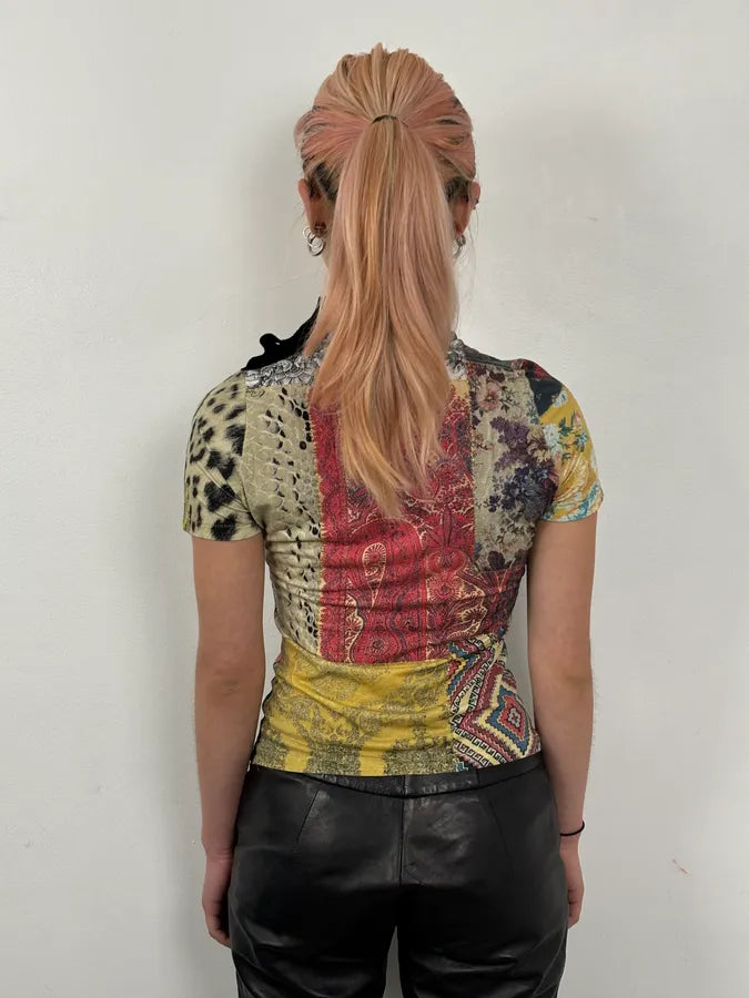 2000s Roberto Cavalli Patchwork Mozaic Summer T-Shirt SStBteI 1