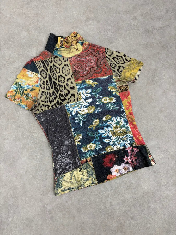 2000s Roberto Cavalli Patchwork Mozaic Summer T-Shirt SStBteI 3