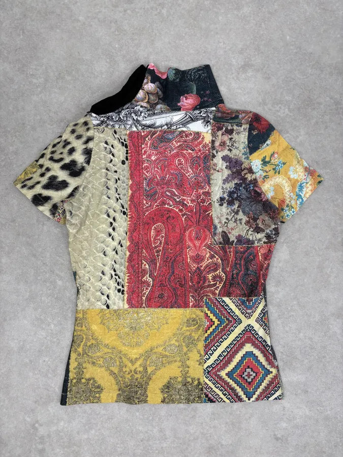 2000s Roberto Cavalli Patchwork Mozaic Summer T-Shirt SStBteI 5