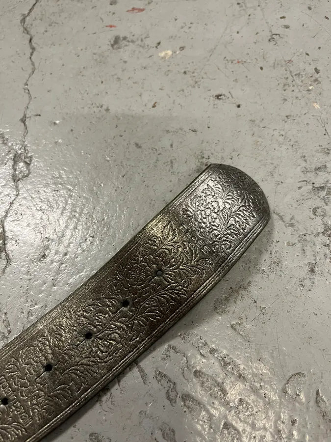 2000s Roberto Cavalli Pave Crocodile Buckle Silver Leather Belt thRnzsb 4