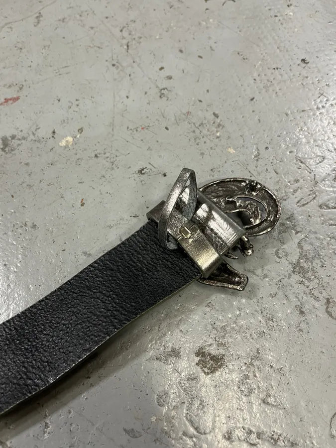 2000s Roberto Cavalli Pave Crocodile Buckle Silver Leather Belt thRnzsb 6