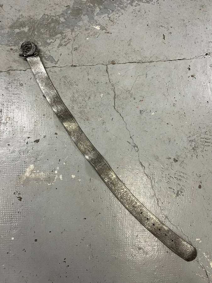 2000s Roberto Cavalli Pave Crocodile Buckle Silver Leather Belt thRnzsb 8