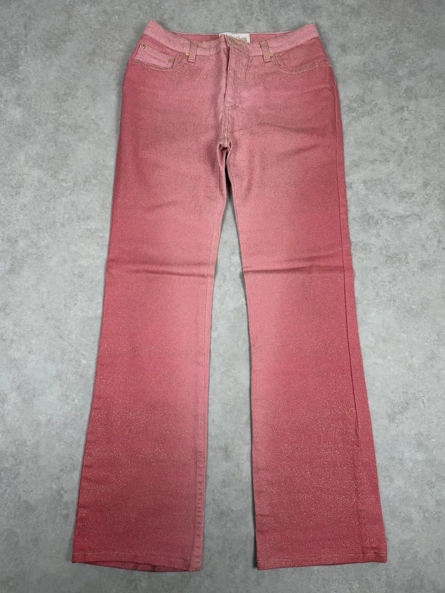 2000s Roberto Cavalli Pink Gradient Golden Pants nYCdPcW 1
