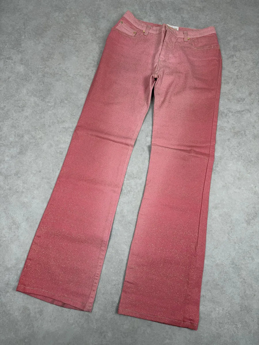 2000s Roberto Cavalli Pink Gradient Golden Pants nYCdPcW 7